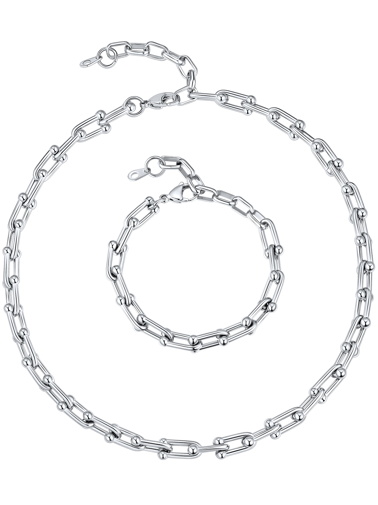 6mm Paperclip Chain Necklace & Bracelet Set