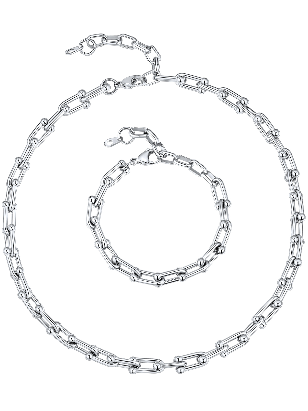 6mm Paperclip Chain Necklace & Bracelet Set