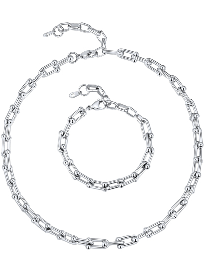 6mm Paperclip Chain Necklace & Bracelet Set