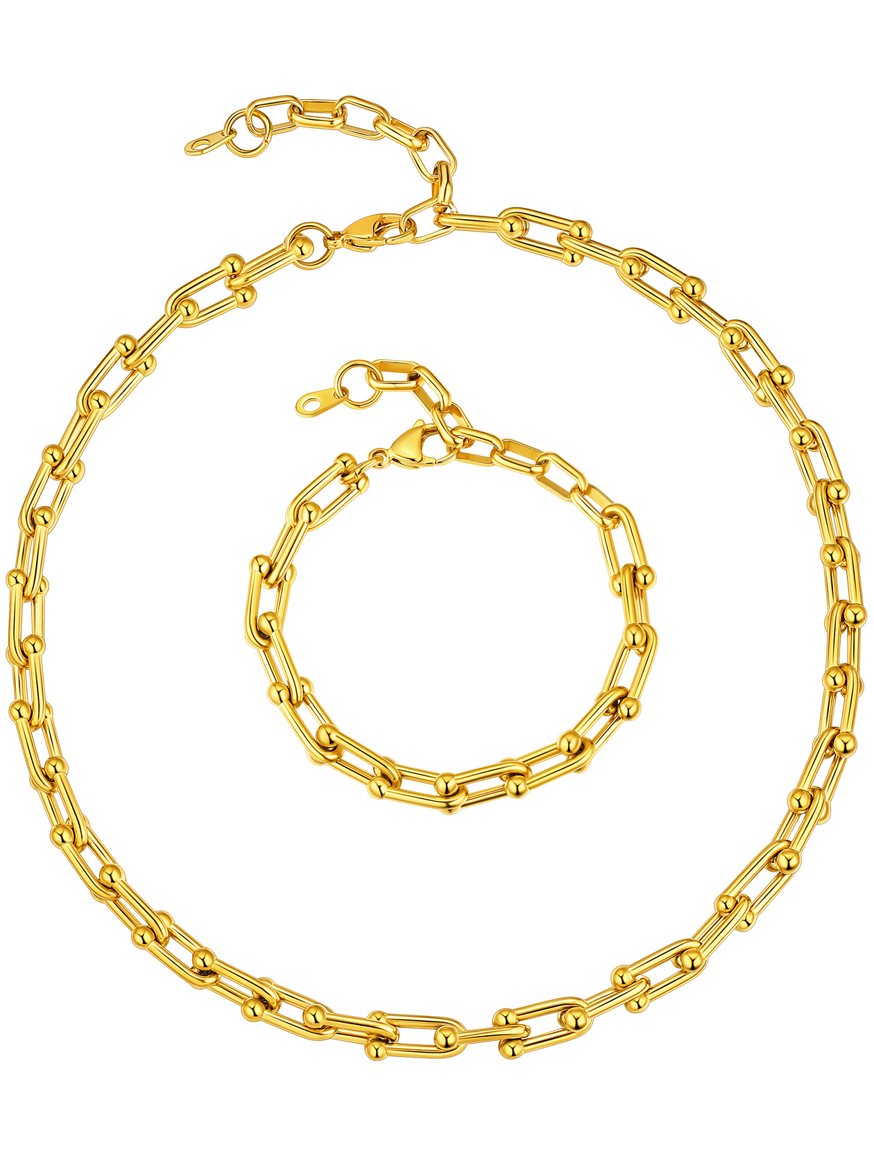 6mm Paperclip Chain Necklace & Bracelet Set