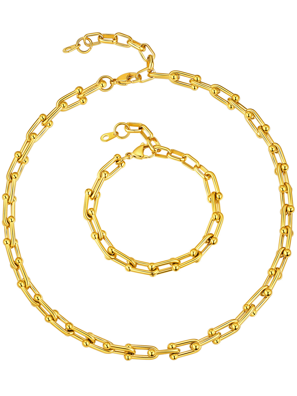 6mm Paperclip Chain Necklace & Bracelet Set