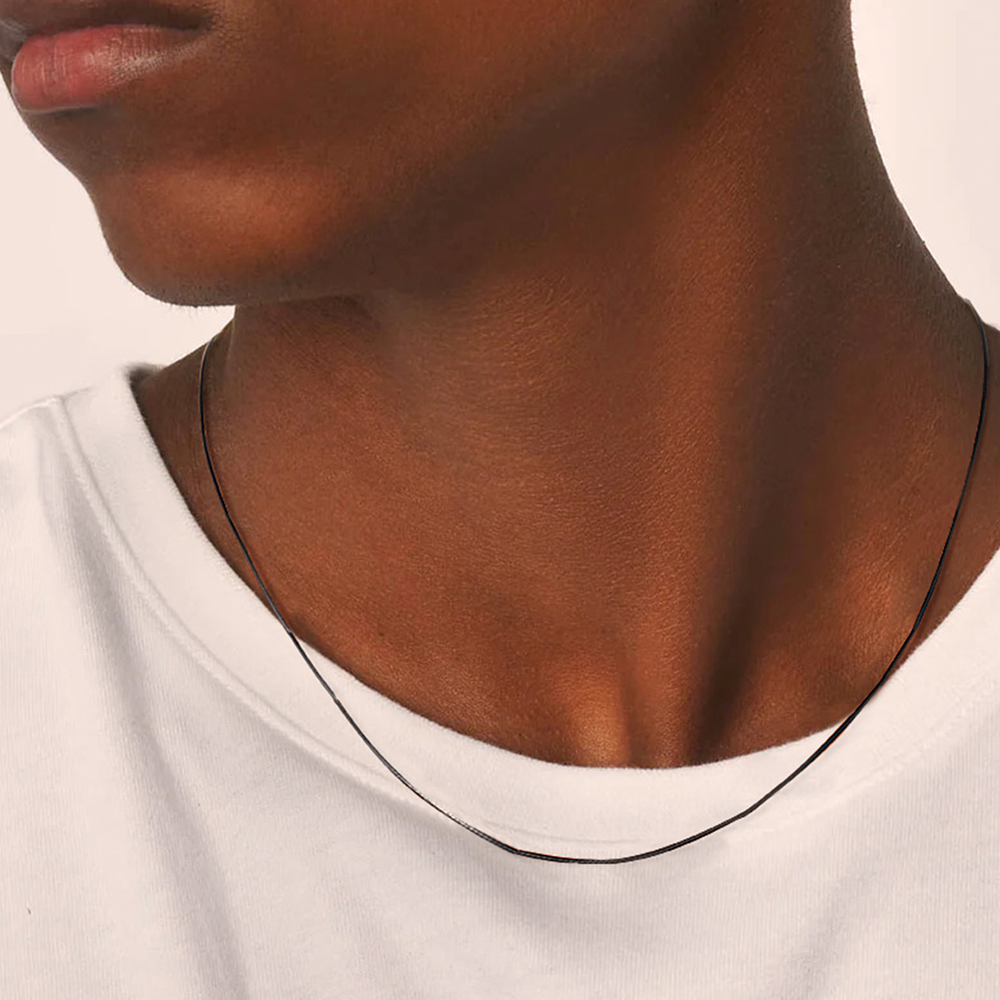 Black Waxed Leather Necklace with Sterling Silver Clasp