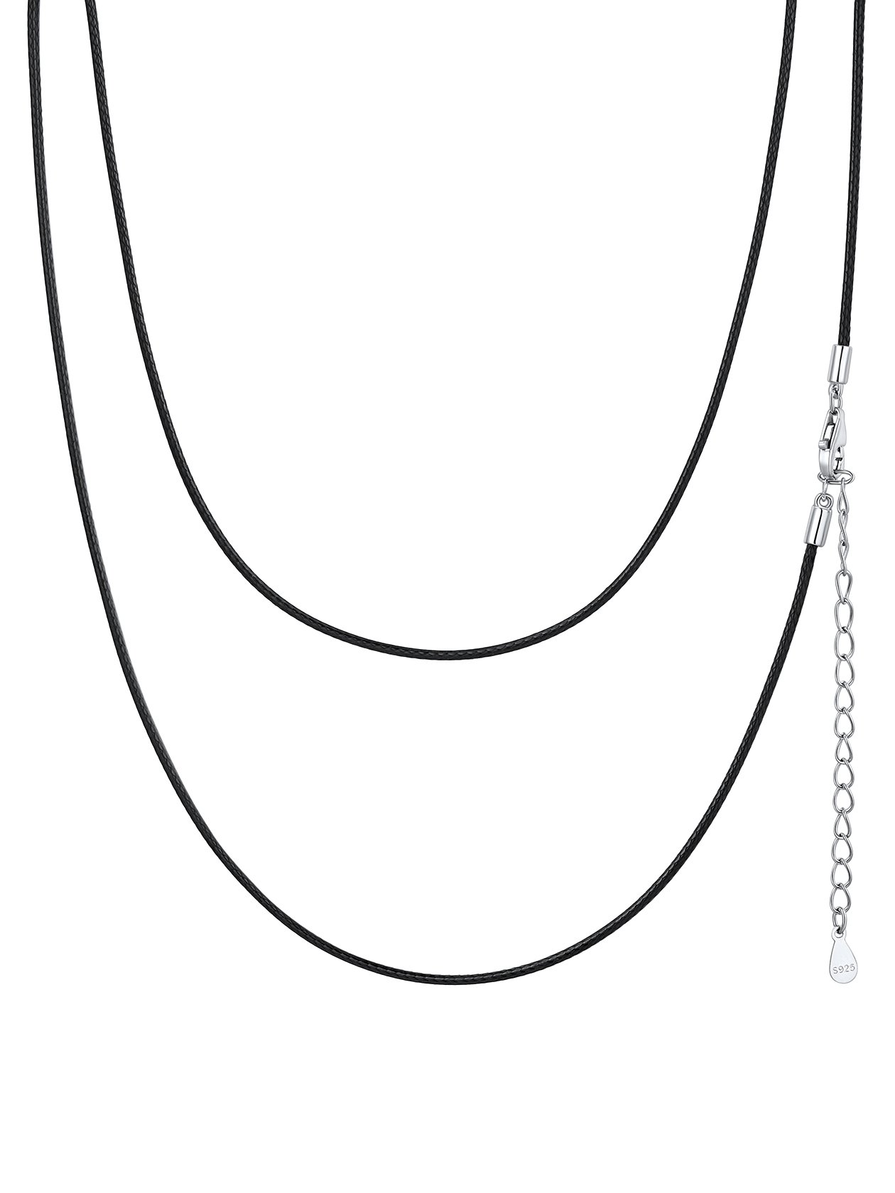 Black Waxed Leather Necklace with Sterling Silver Clasp