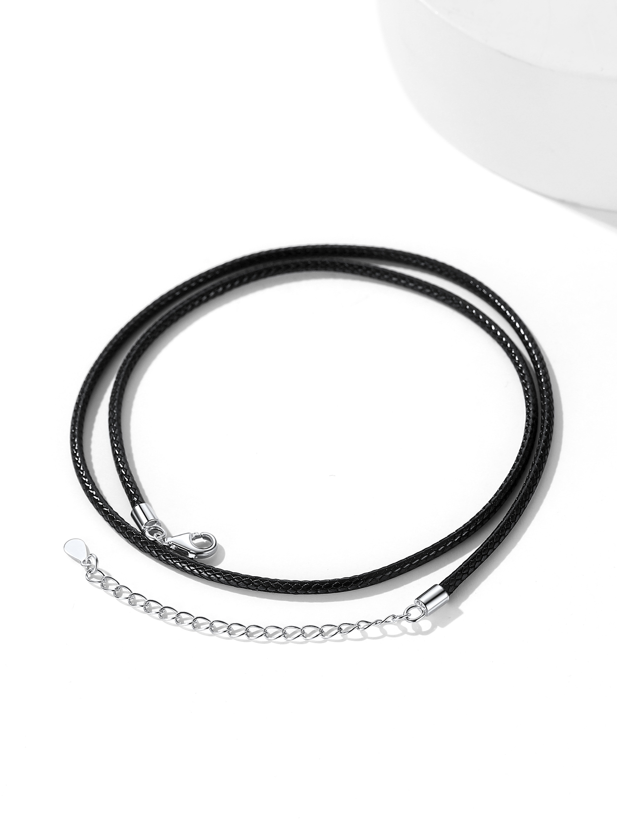 Black Waxed Leather Necklace with Sterling Silver Clasp