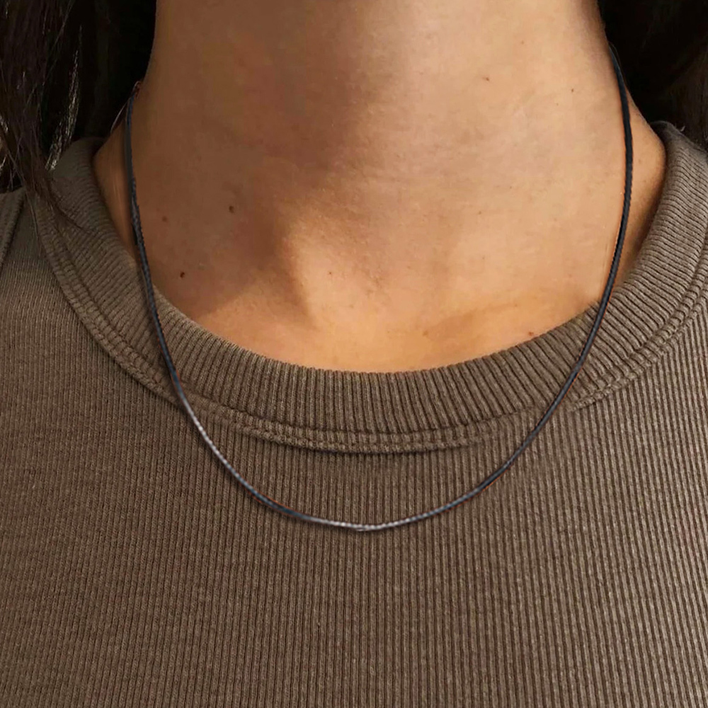 Black Waxed Leather Necklace with Sterling Silver Clasp