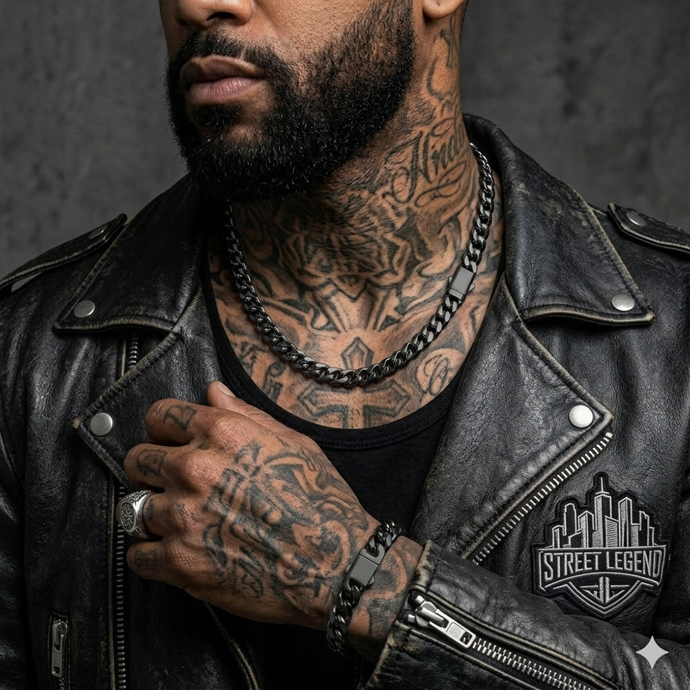 5/7/9/12mm Miami Cuban Link Chain & Bracelet Set for Him
