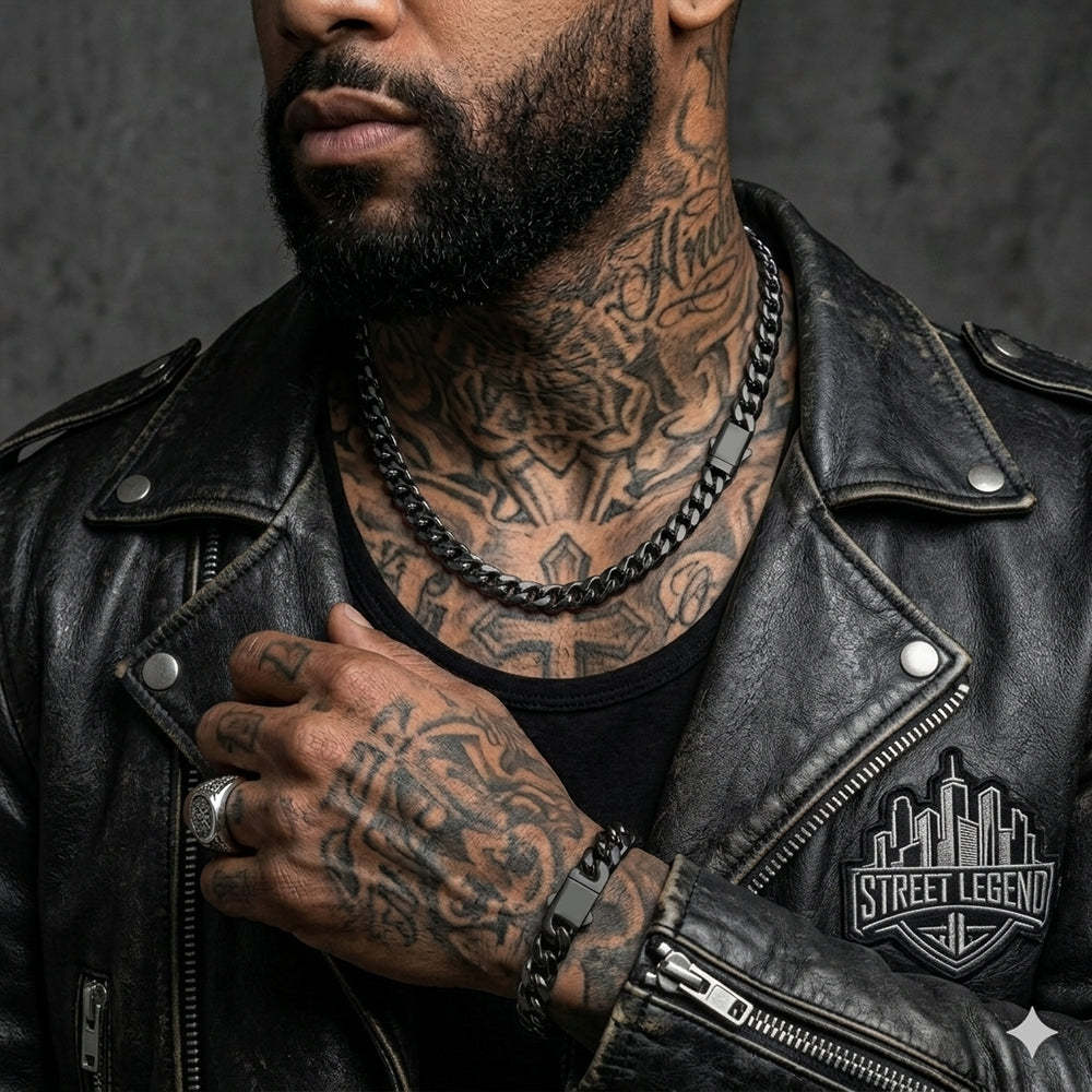 5/7/9/12mm Miami Cuban Link Chain & Bracelet Set for Him