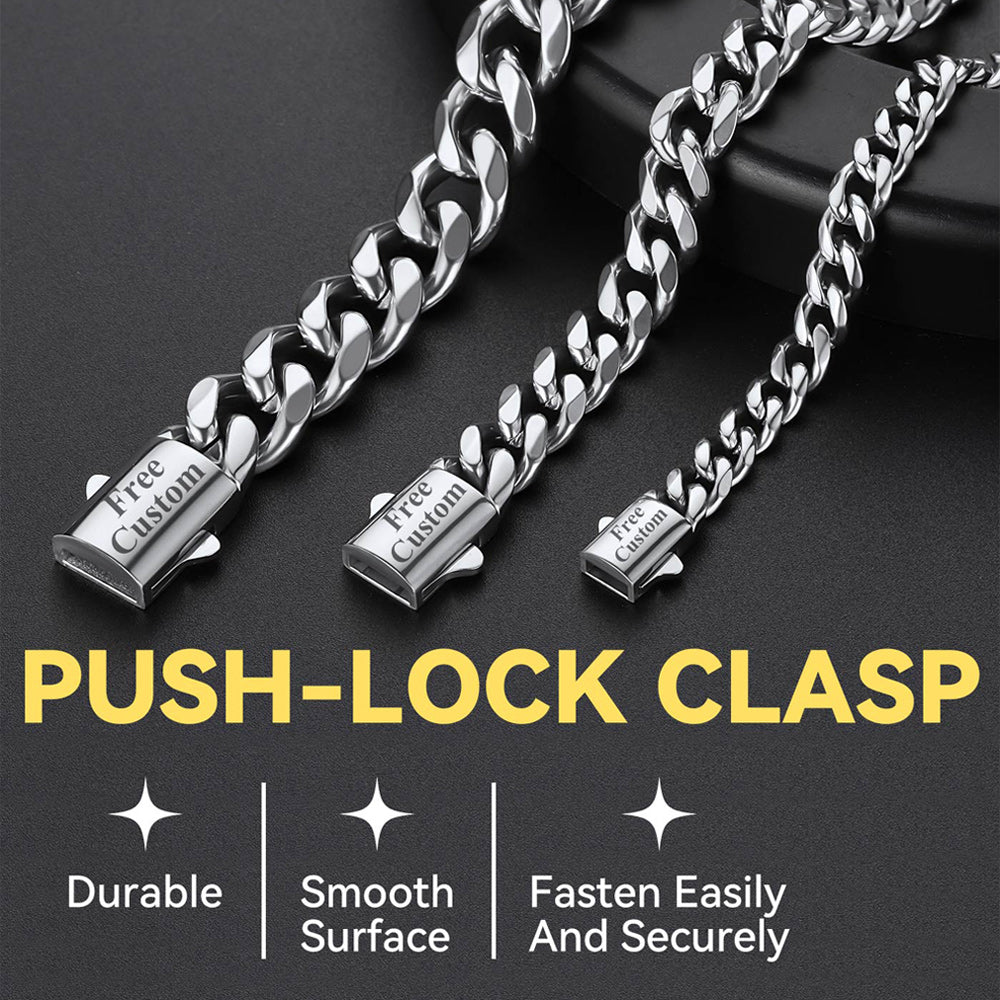 Engraved Cuban Link Chain Necklace for Men 6/9/12mm Width, Durable
Smooth, Surface, Fasten Easily and Securely