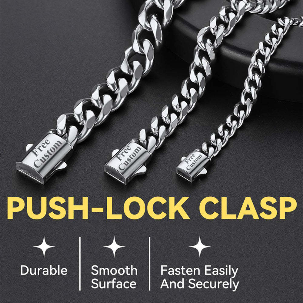 Engraved Cuban Link Chain Necklace for Men 6/9/12mm Width, Durable
Smooth, Surface, Fasten Easily and Securely