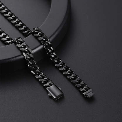 Engraved Cuban Link Chain Necklace for Men 6/9/12mm Width