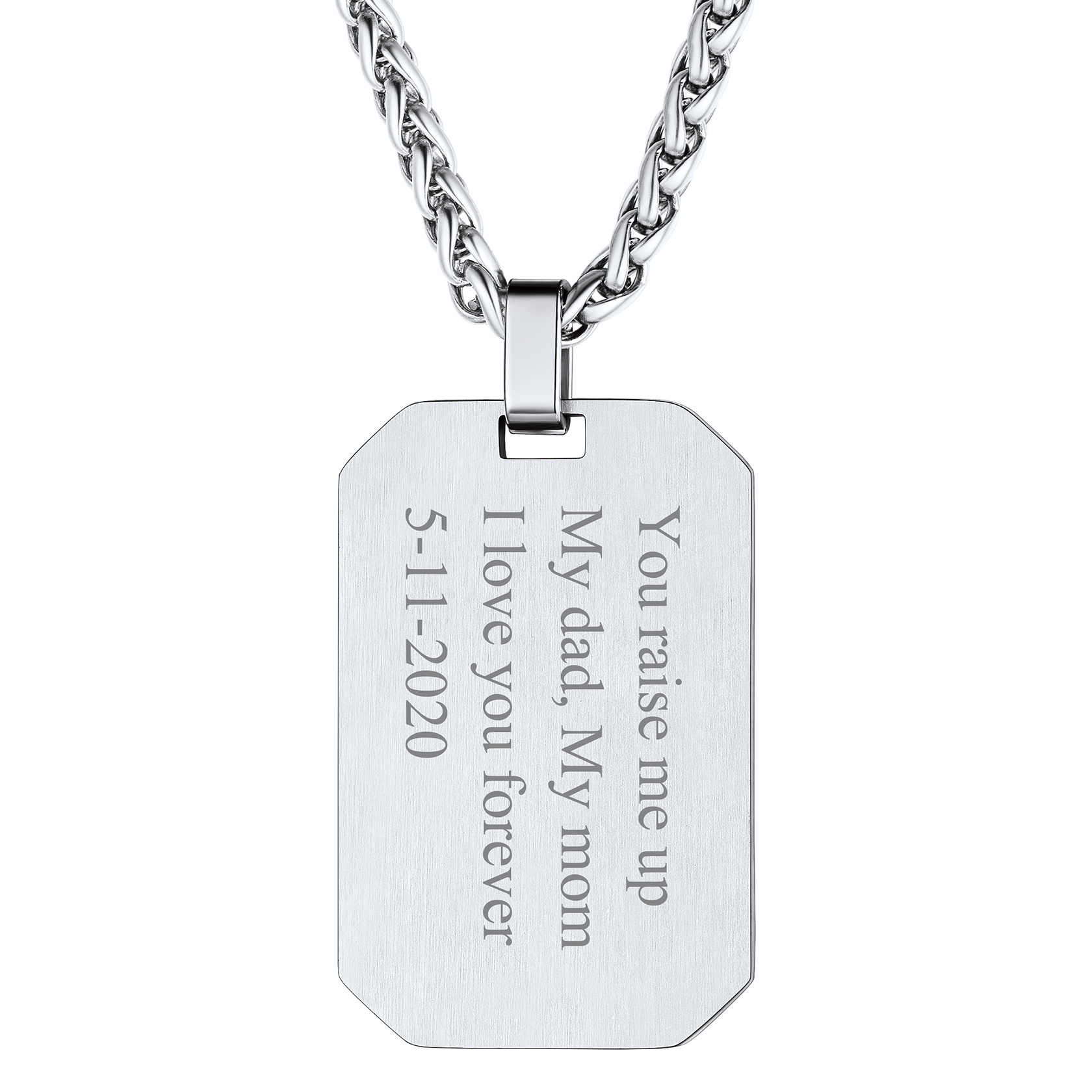 18K Gold Engraved Dog Tags Necklace