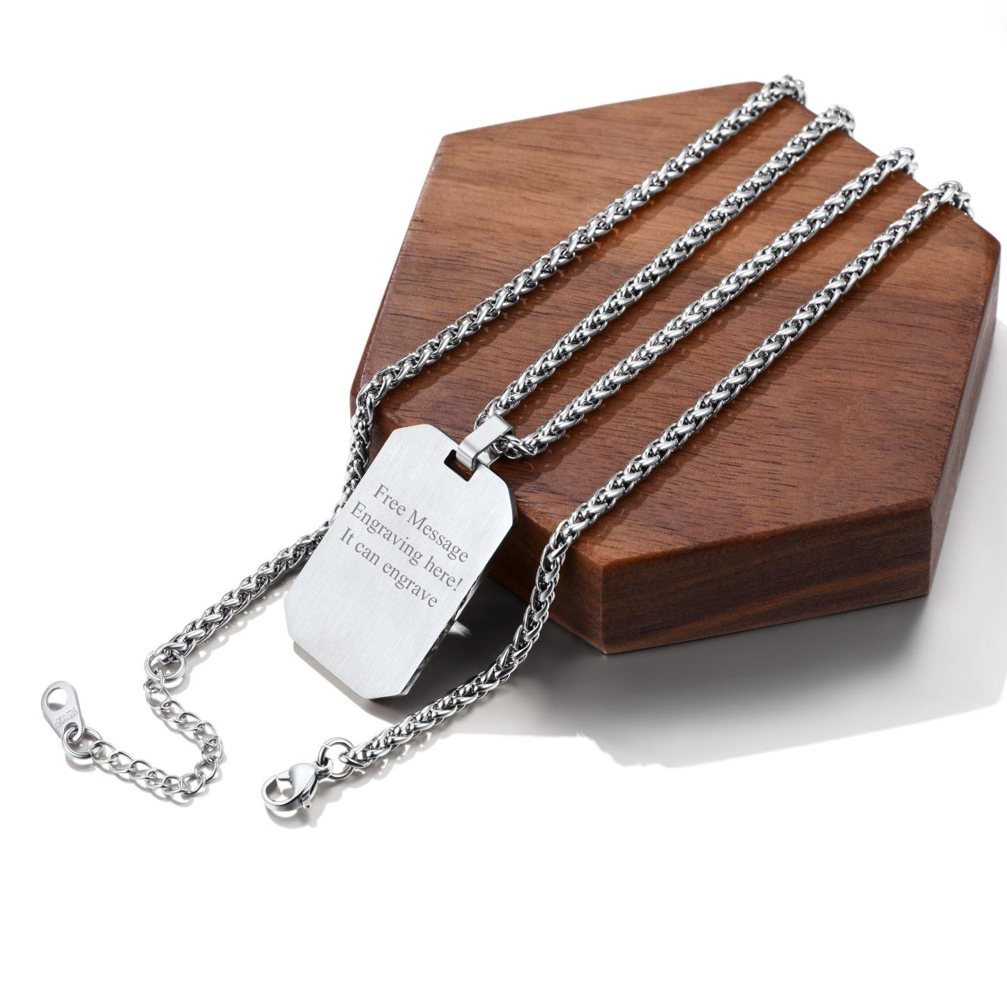 Stainless Steel 18K Gold Engraved Dog Tags Necklace For Men