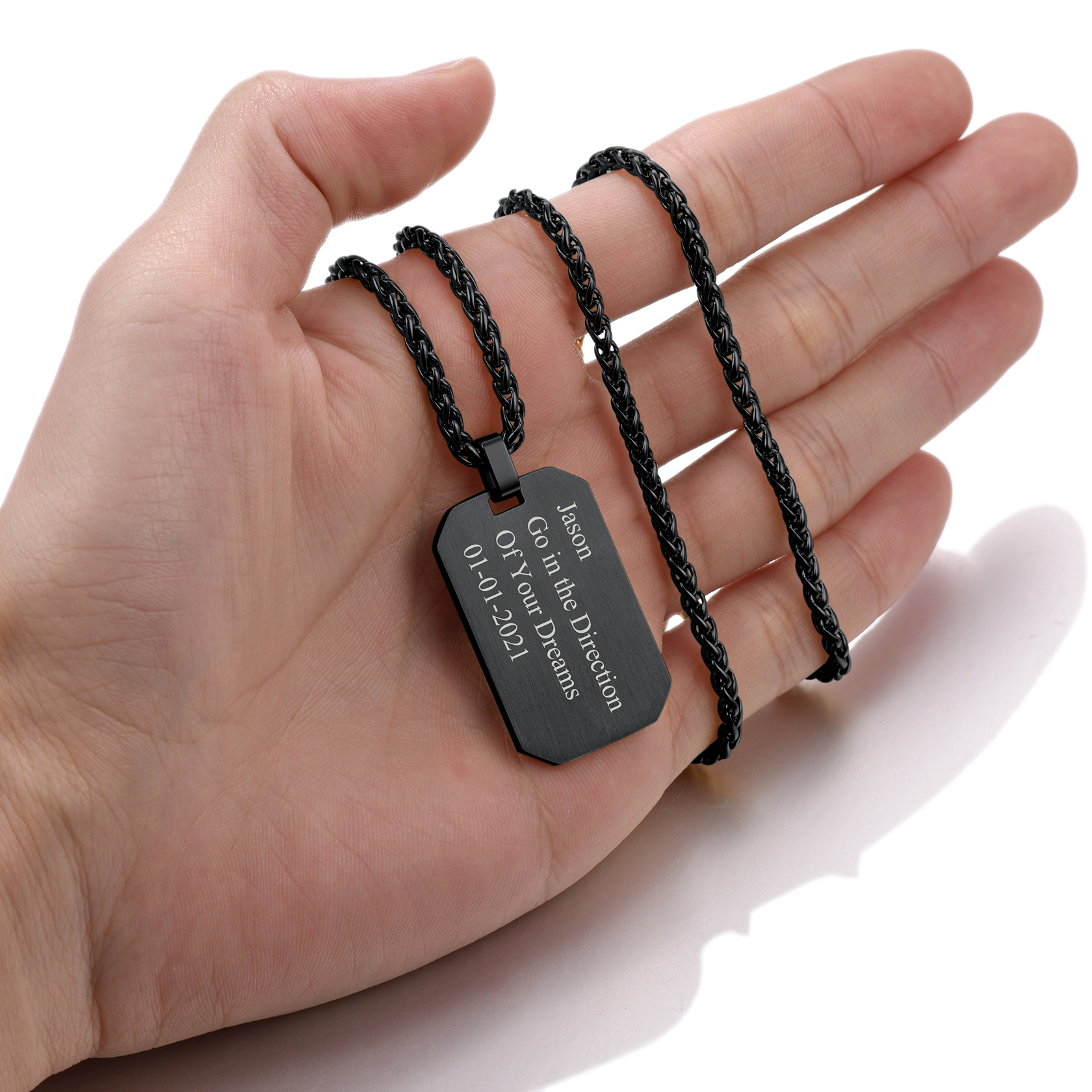 18K Gold Engraved Dog Tags Necklace