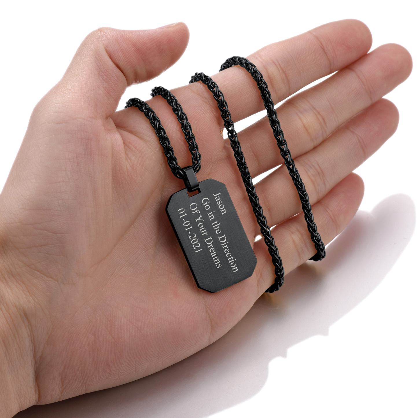 18K Gold Engraved Dog Tags Necklace