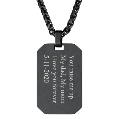 18K Gold Engraved Dog Tags Necklace