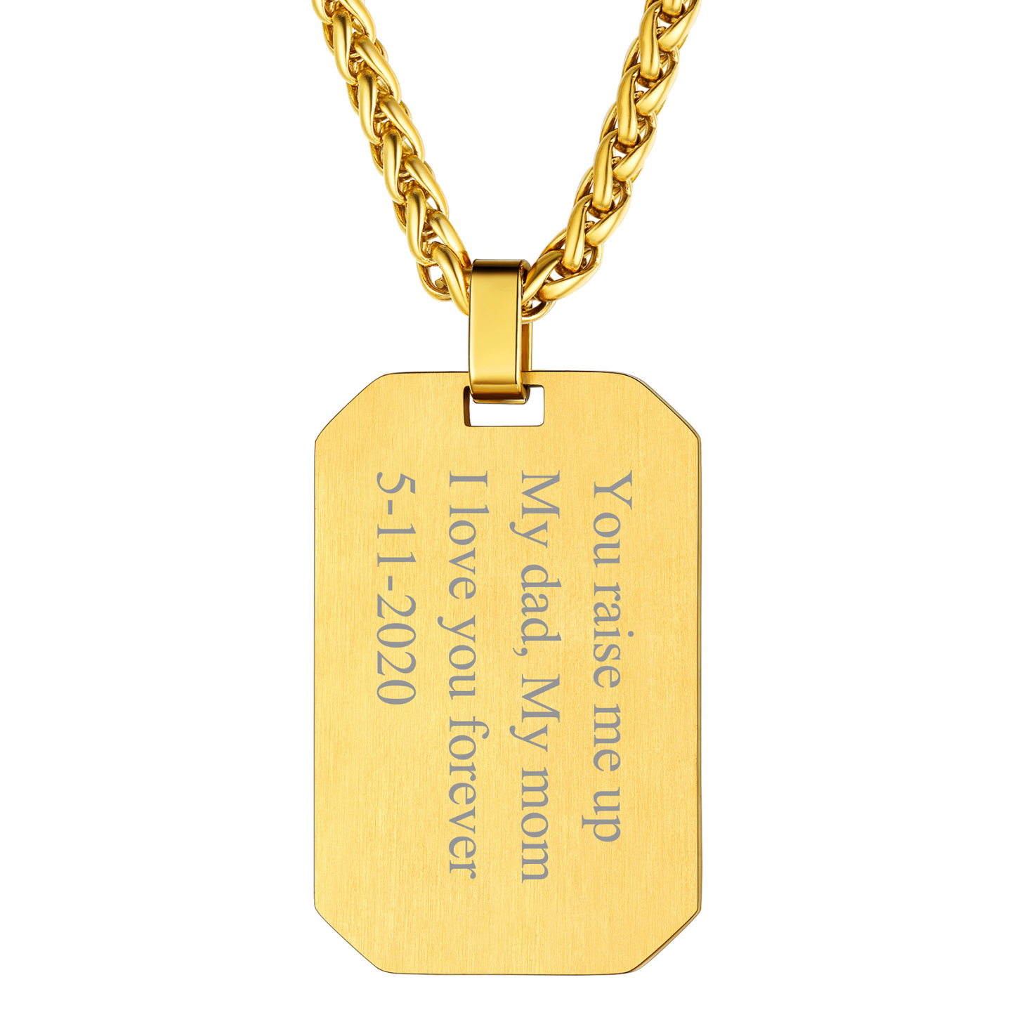 18K Gold Engraved Dog Tags Necklace