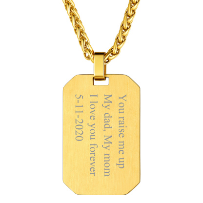 18K Gold Engraved Dog Tags Necklace