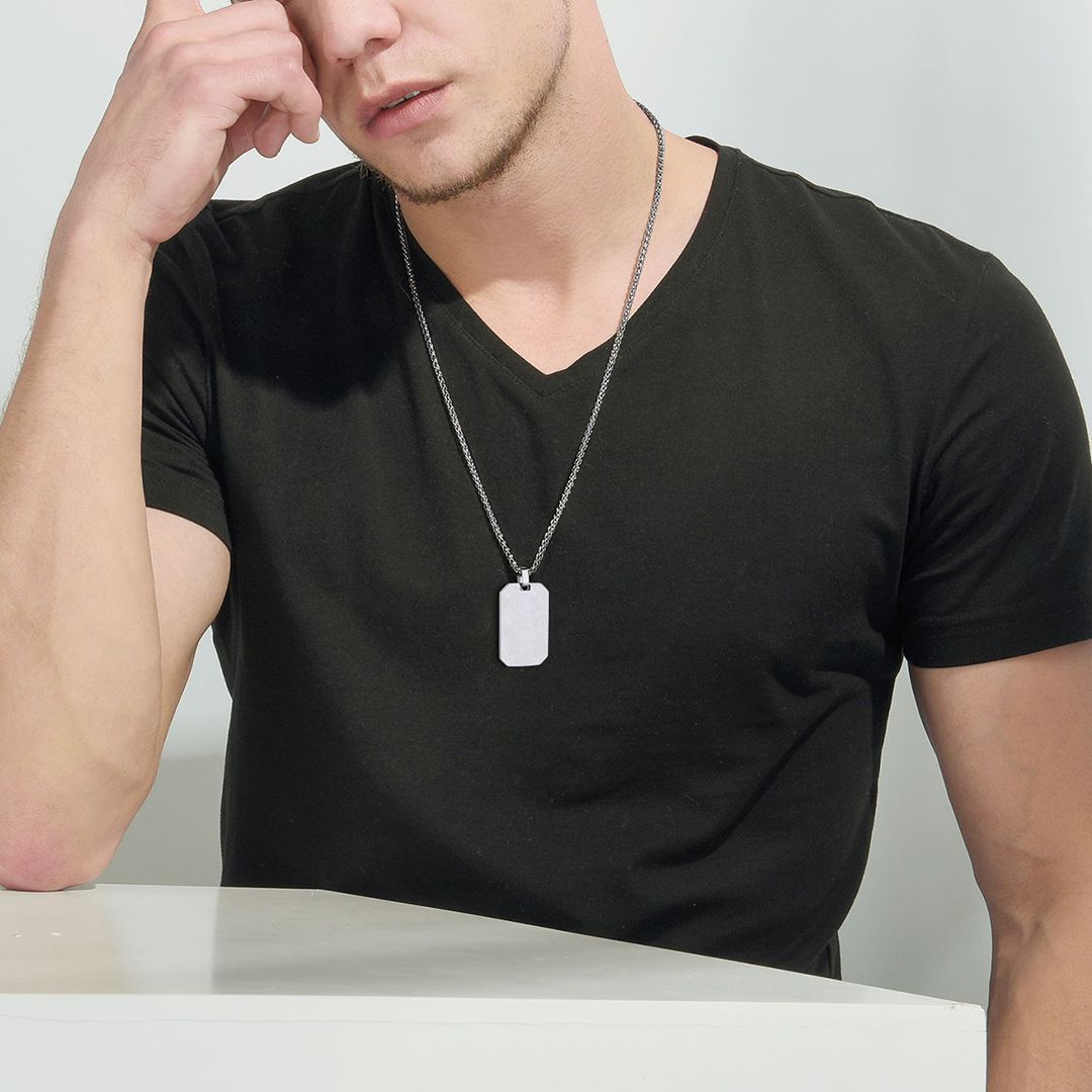 18K Gold Engraved Dog Tags Necklace