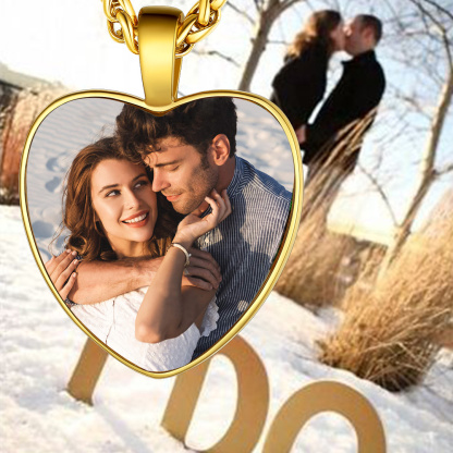 Custom Photo Heart-Shape Pendant Necklace for Men Women