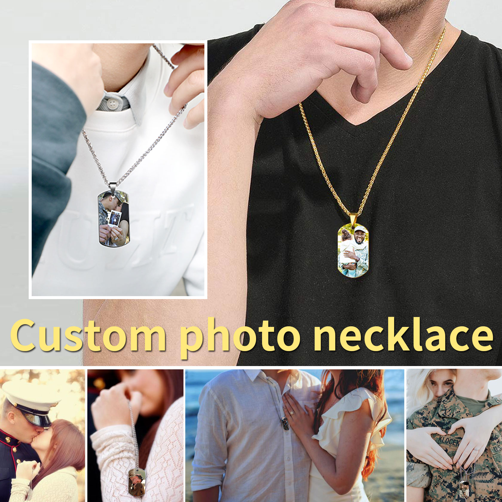 Custom Photo Dog Tag Pendant for Men Women