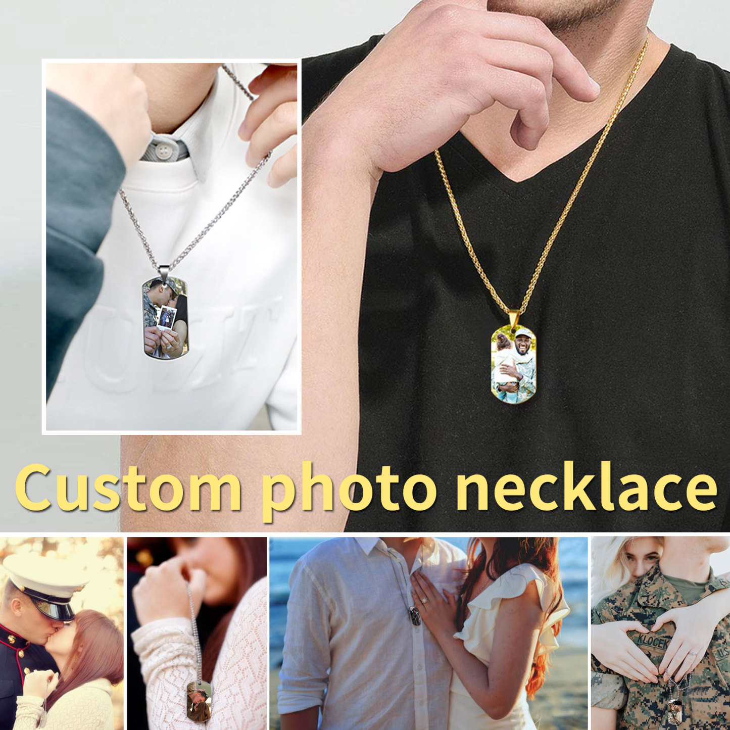 Custom Photo Dog Tag Pendant for Men Women
