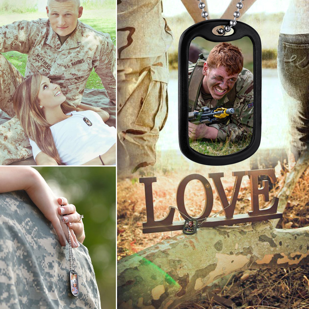 Personalized Photo Dog Tag Pendant Necklace For Men Women