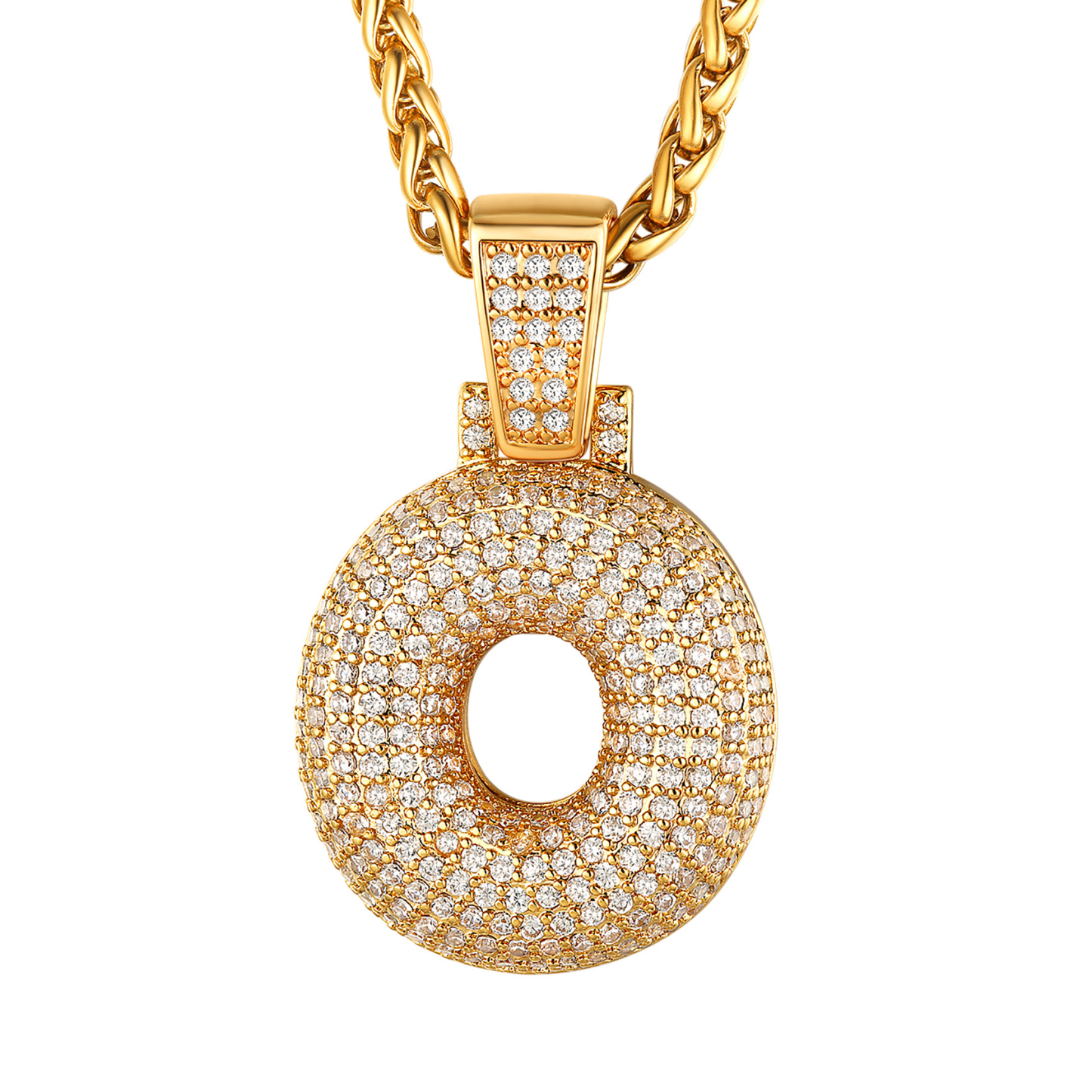 Letter Pendant Necklace in Wheat Chain Gold Plated