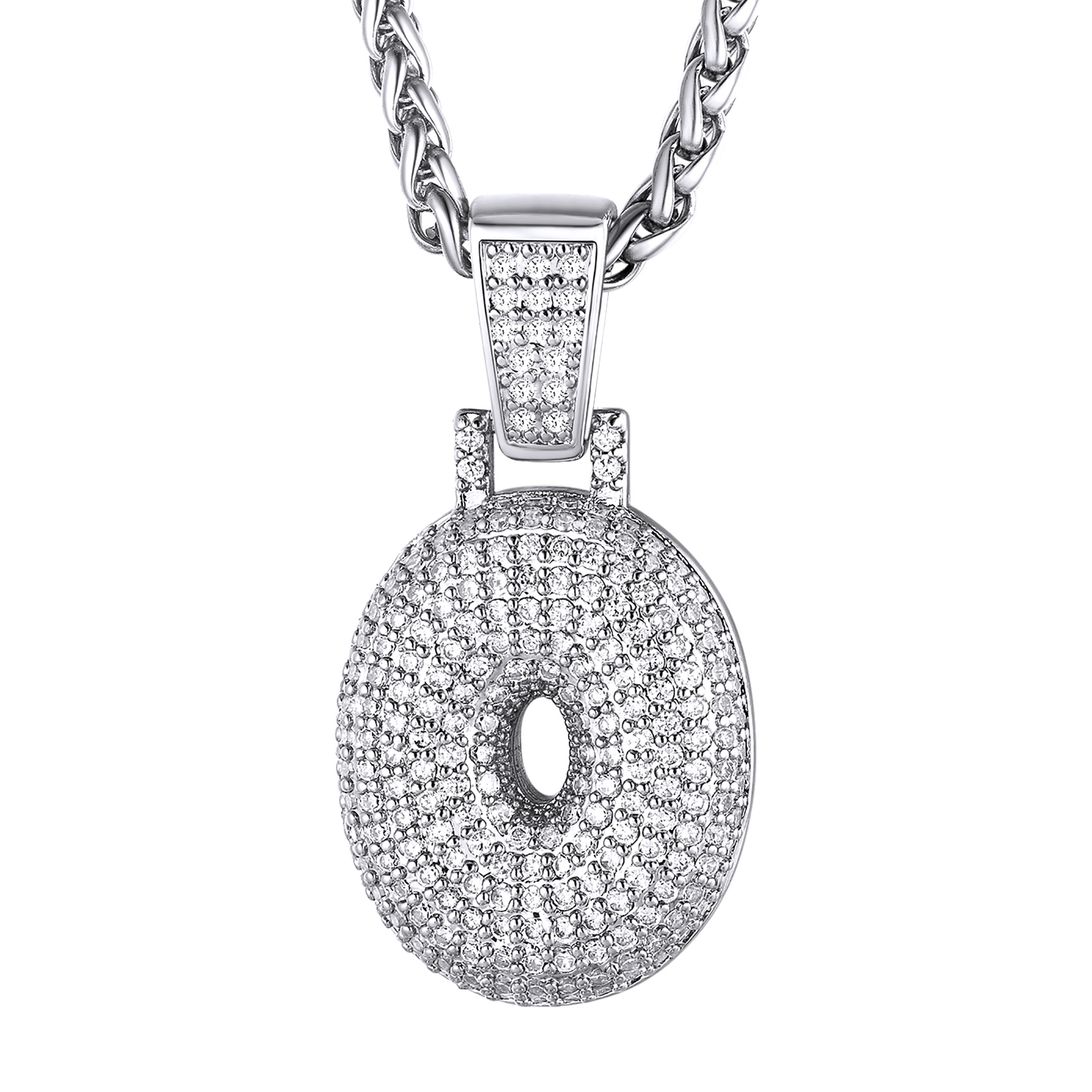 Ice Out Letter Pendant with Stainless Steel Chain