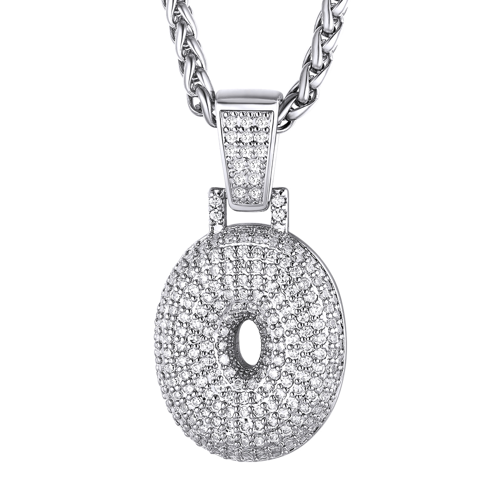 Ice Out Letter Pendant with Stainless Steel Chain