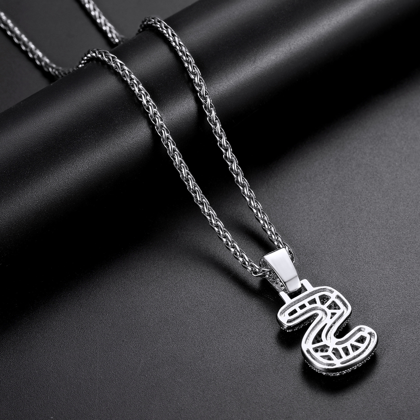 Ice Out Letter Pendant with Stainless Steel Chain