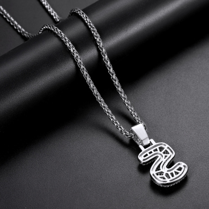 Ice Out Letter Pendant with Stainless Steel Chain