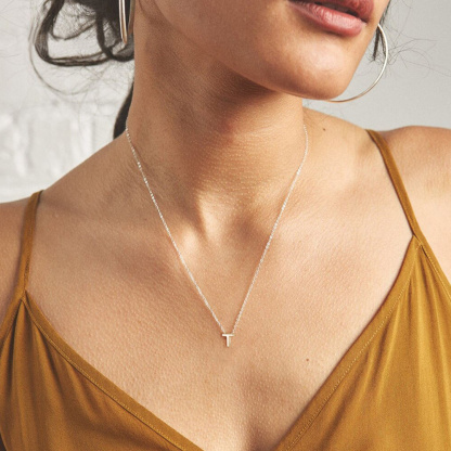 925 Sterling Silver Letter Pendant Necklace