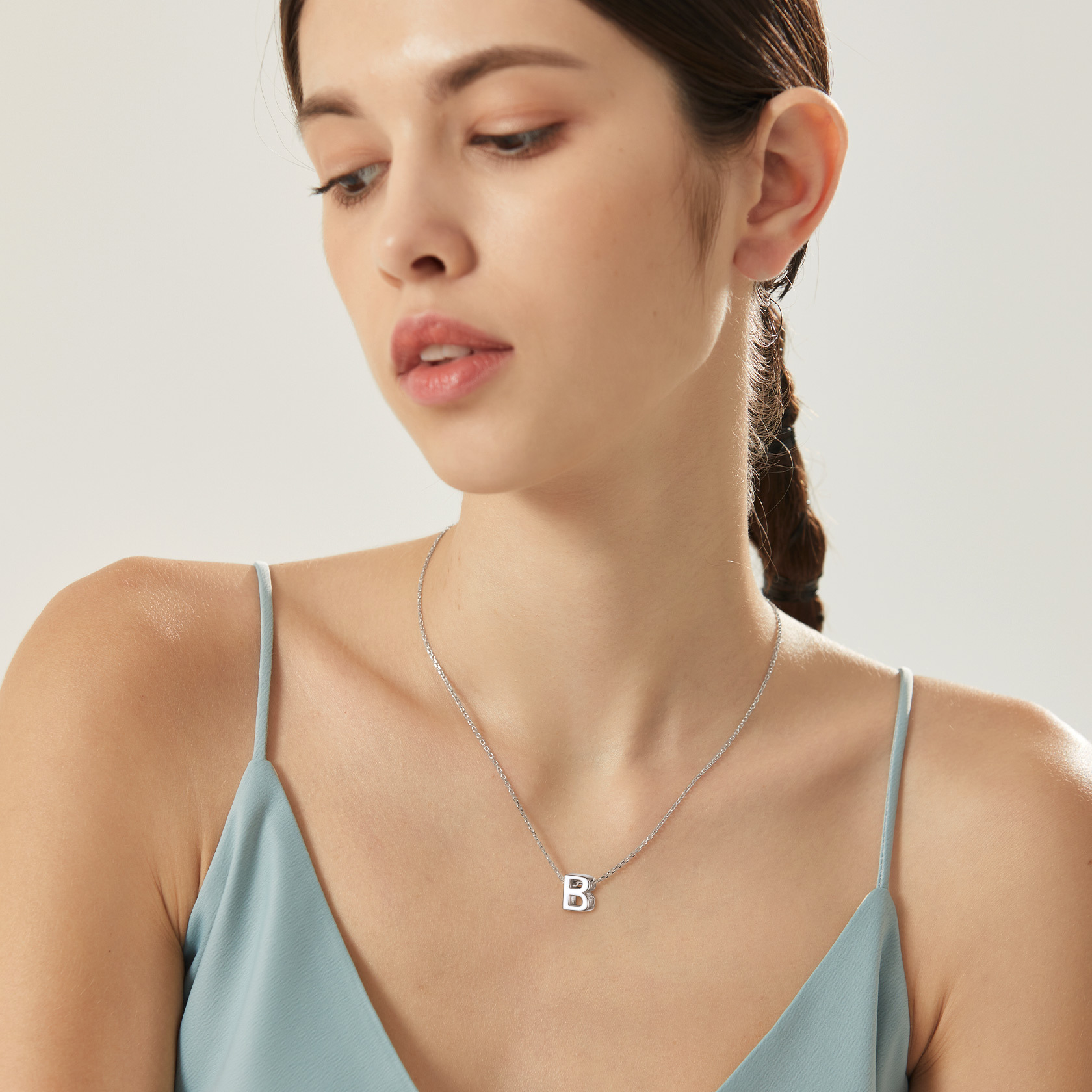 925 Sterling Silver Letter Pendant Necklace