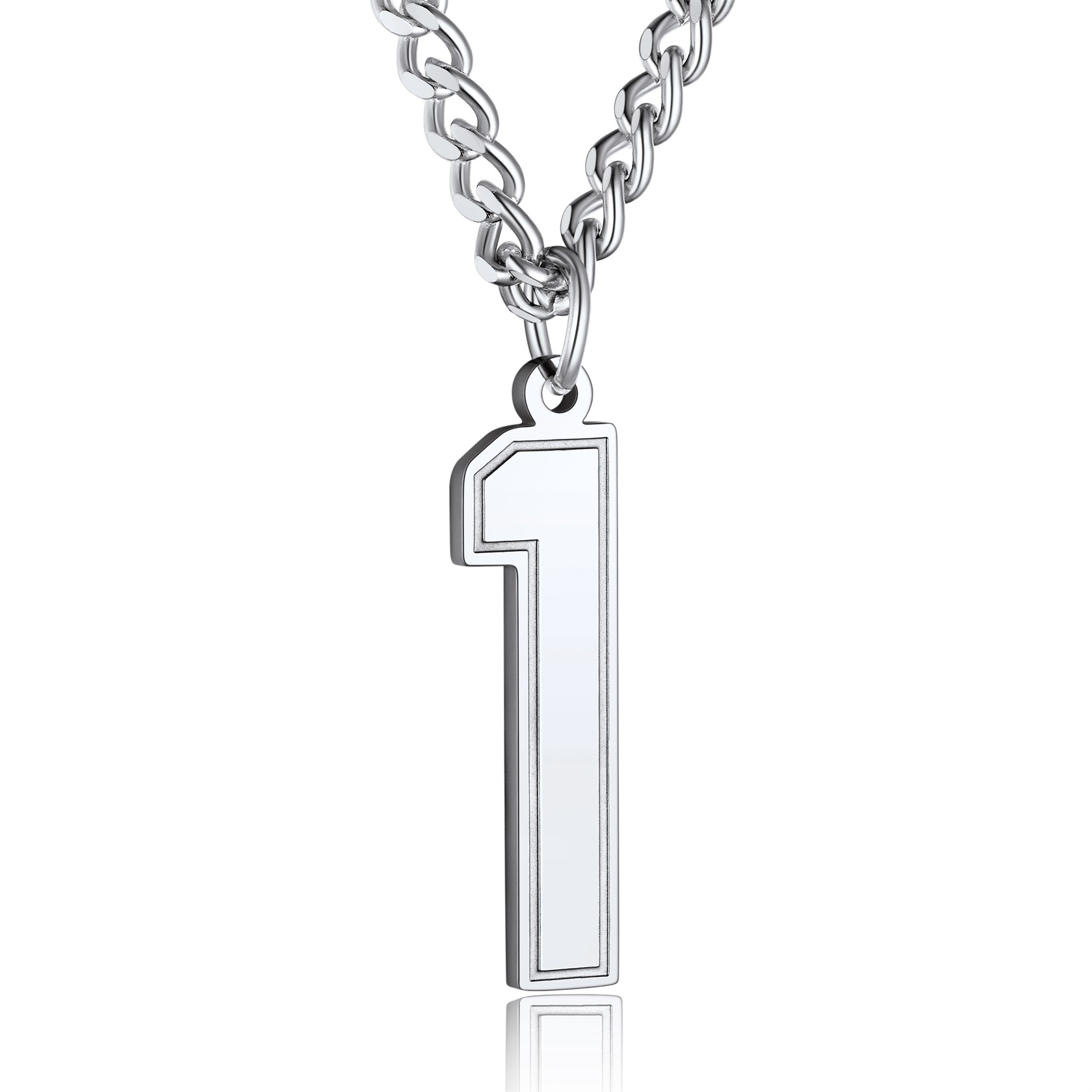 Number Pendant Necklace 316L Stainless Steel Gold Plated