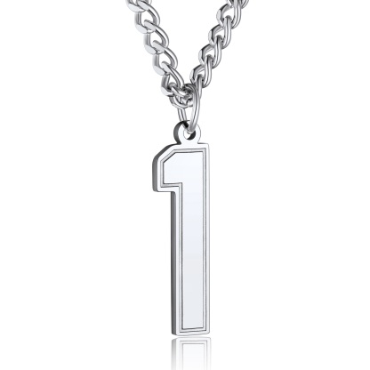 Number Pendant Necklace 316L Stainless Steel Gold Plated