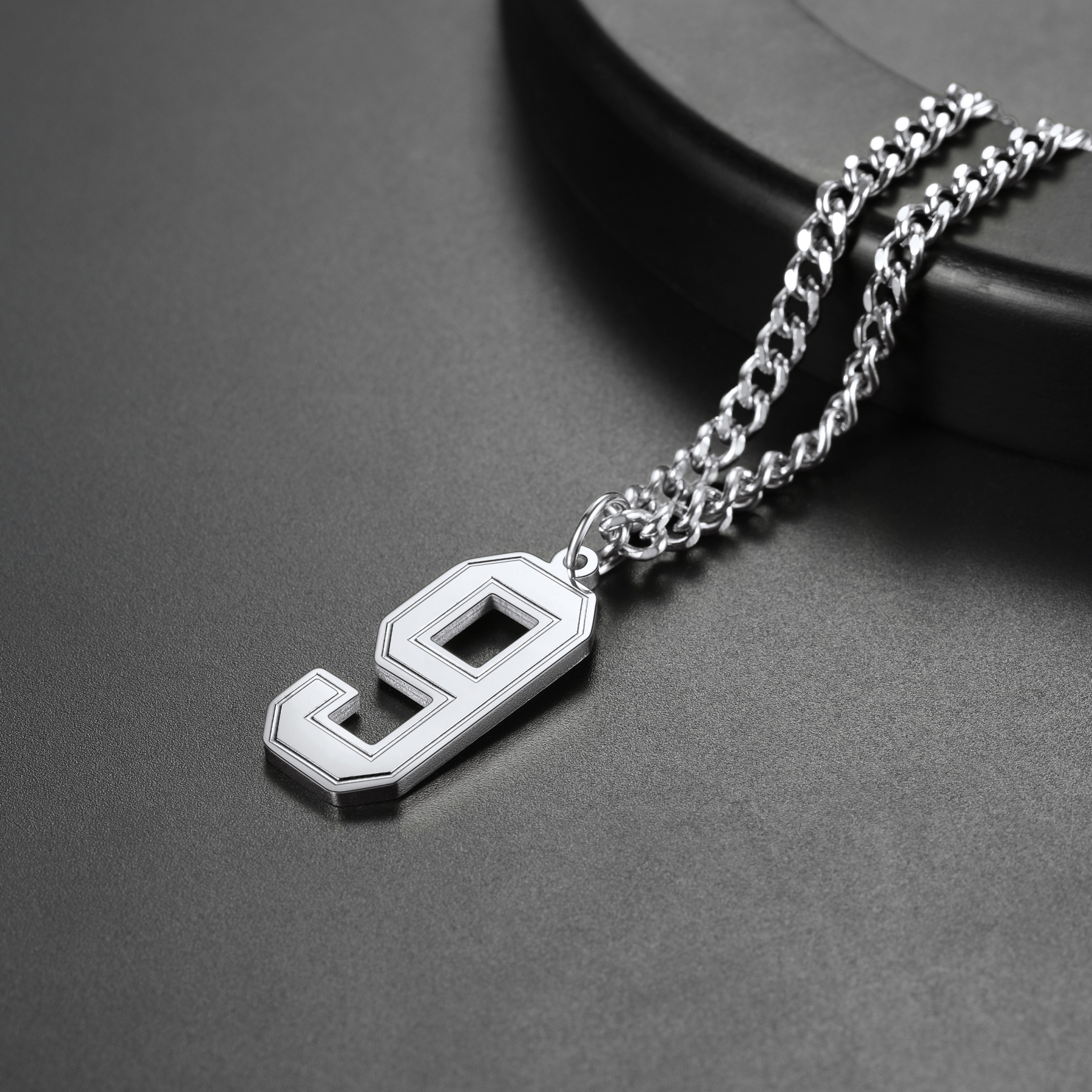 Number Pendant Necklace 316L Stainless Steel Gold Plated