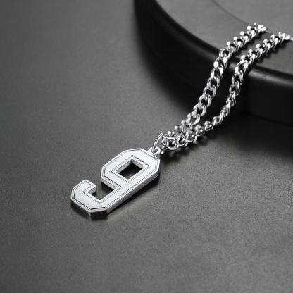 Number Pendant Necklace 316L Stainless Steel Gold Plated