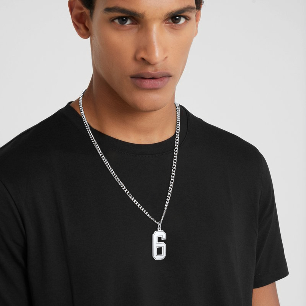 Number Pendant Necklace 316L Stainless Steel Gold Plated