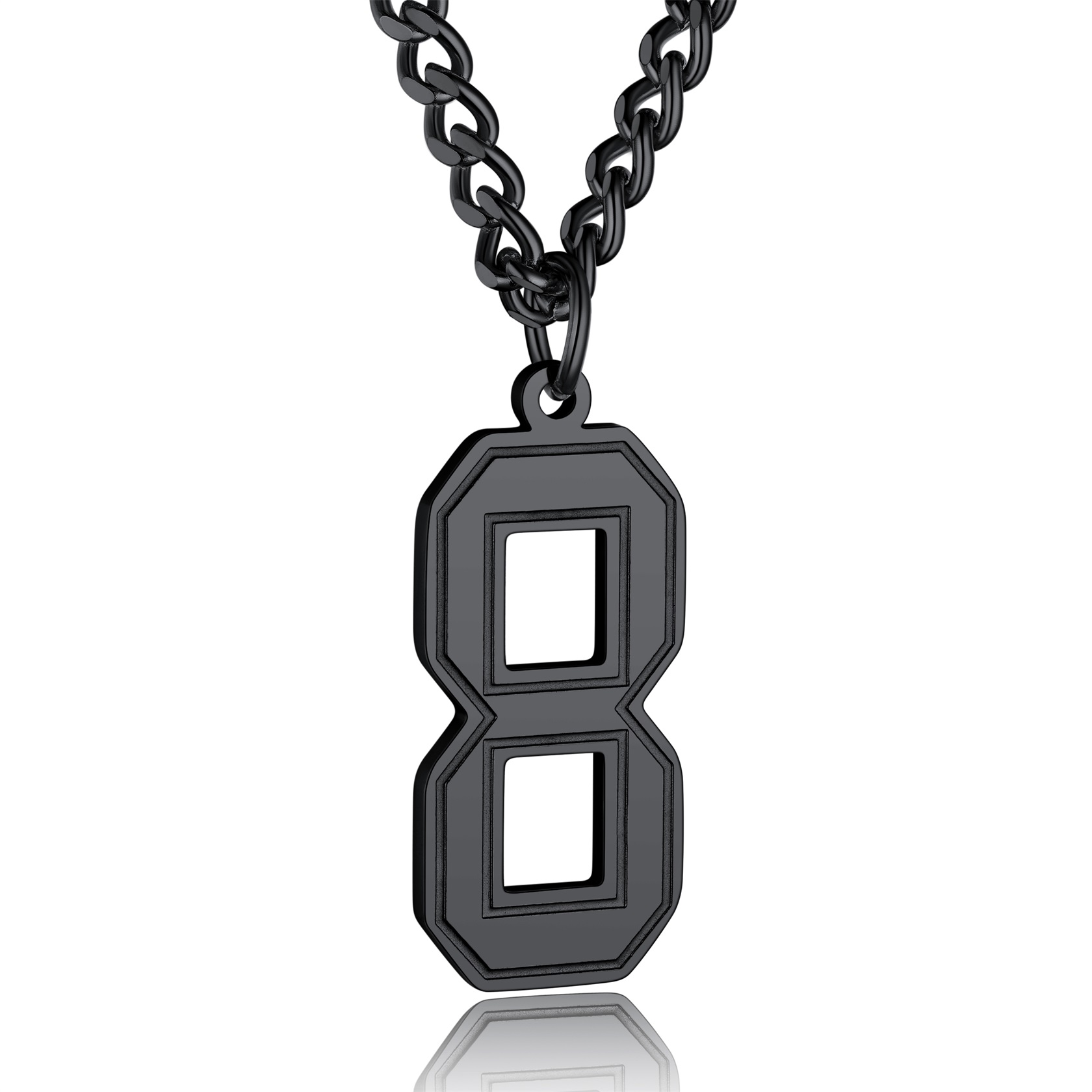 Number Pendant Necklace 316L Stainless Steel Gold Plated