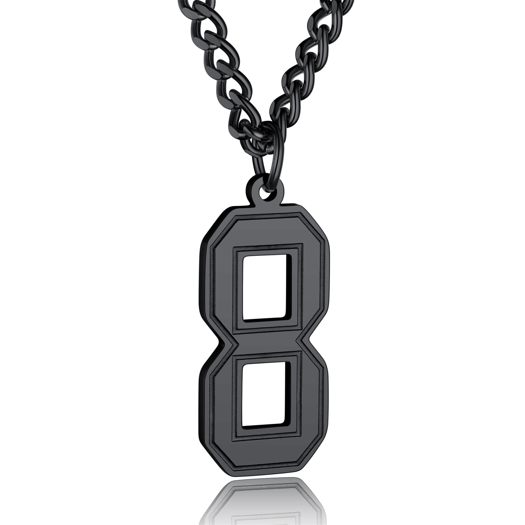 Number Pendant Necklace 316L Stainless Steel Gold Plated