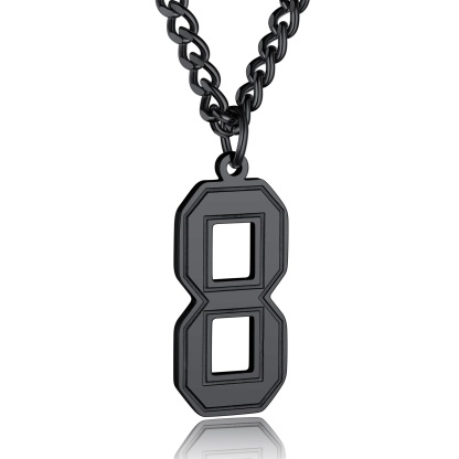 Number Pendant Necklace 316L Stainless Steel Gold Plated
