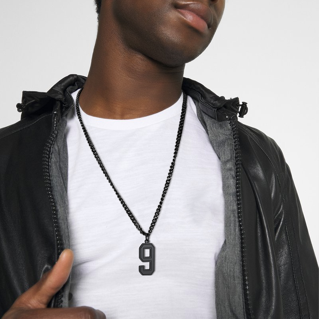 Number Pendant Necklace 316L Stainless Steel Gold Plated