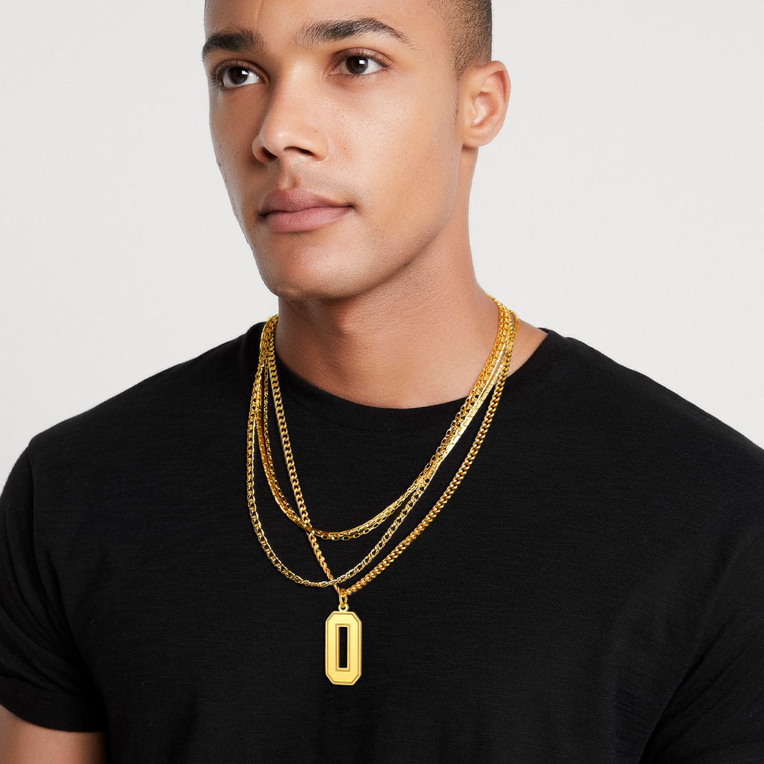 Number Pendant Necklace 316L Stainless Steel Gold Plated