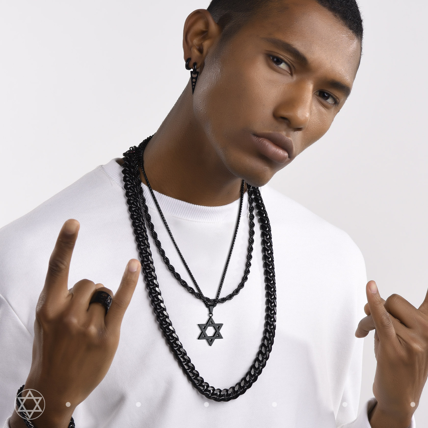 Star of David Pendant Necklace 316L Stainless Steel