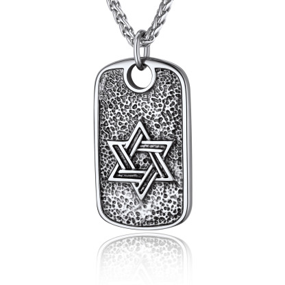 Cross Hexagram Military Dog Tag Pendant