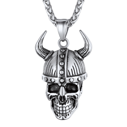 Loki Horn Viking Necklace for Men Silver