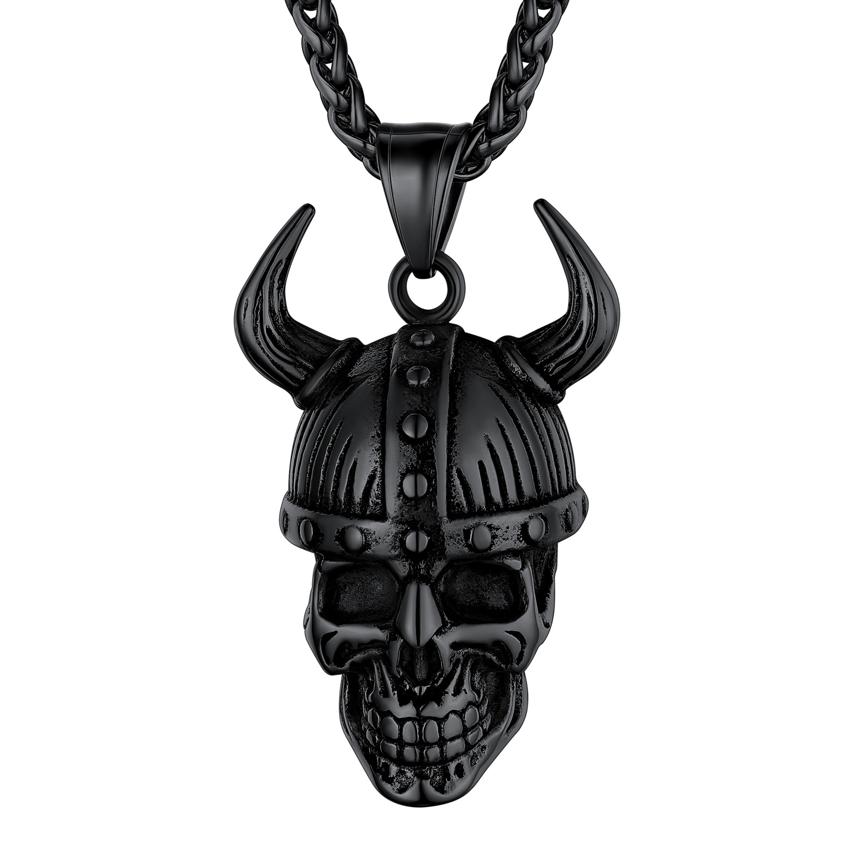 Black Loki Horn Viking Necklace for Men