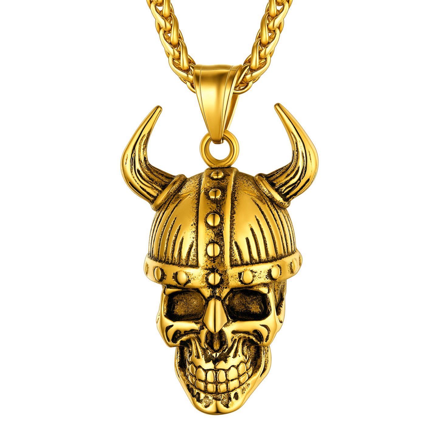 Gold Loki Horn Viking Necklace for Men