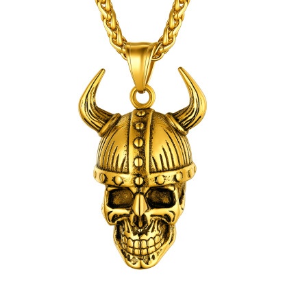 Gold Loki Horn Viking Necklace for Men