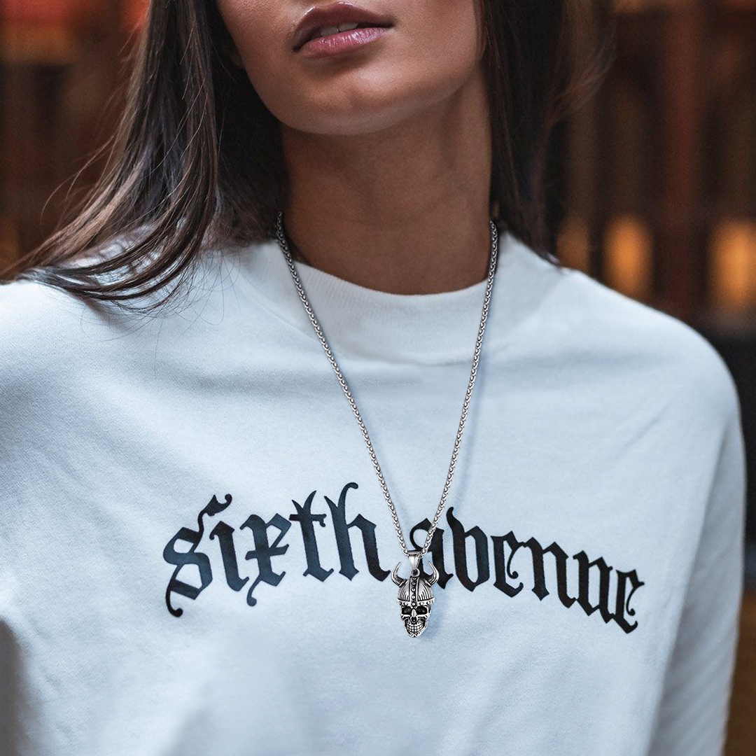 Loki Horn Skull Viking Necklace for Men Women